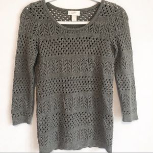 Loft Grey Long Sleeve Crew Neck Sweater Small